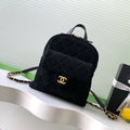 Chanel Backpack Suede Calfskin & Gold-Tone Metal AS5793 Black