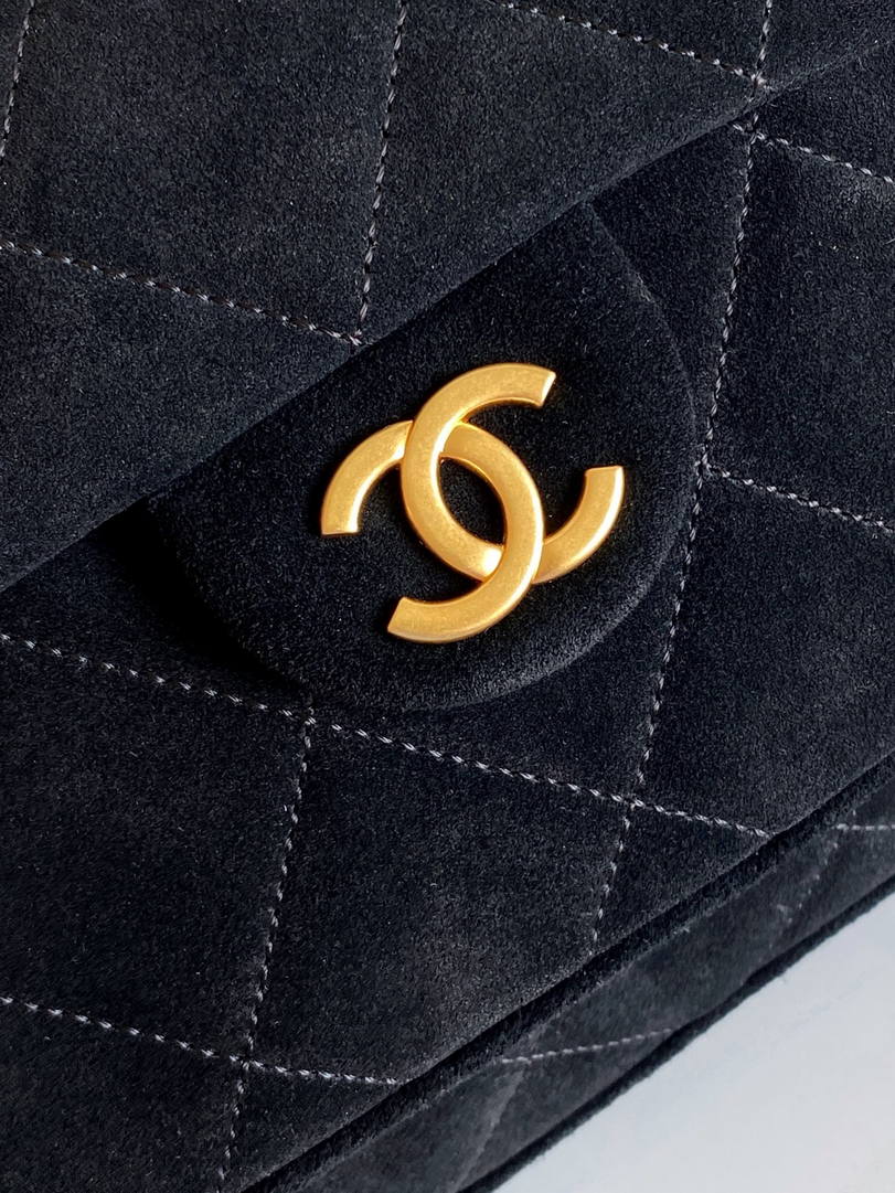 Chanel Backpack Suede Calfskin & Gold-Tone Metal AS5793 Black