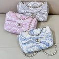 Chanel Beach Fabric Printed Pattern CF Medium Flap Bag AS5430 Blue