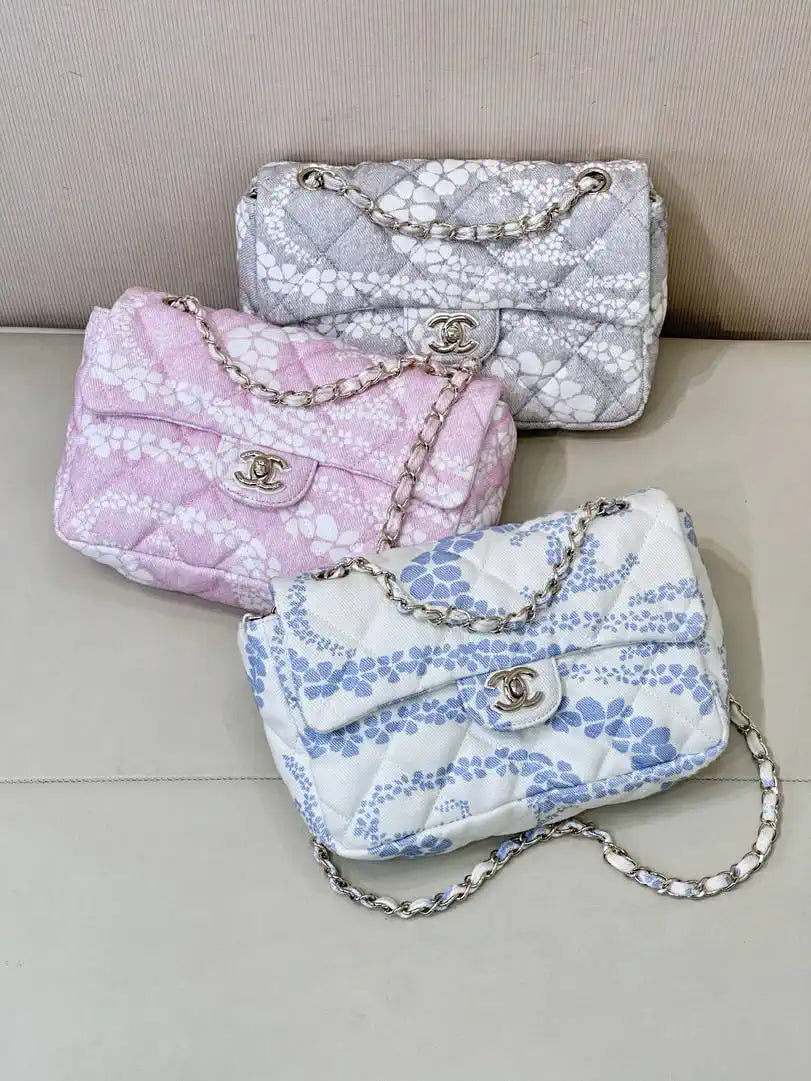Chanel Beach Fabric Printed Pattern CF Medium Flap Bag AS5430 Blue