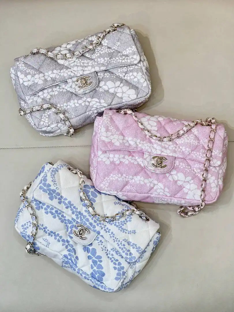 Chanel Beach Fabric Printed Pattern CF Medium Flap Bag AS5430 Pink