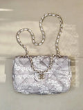 Chanel Beach Fabric Printed Pattern CF Medium Flap Bag AS5430 Gray