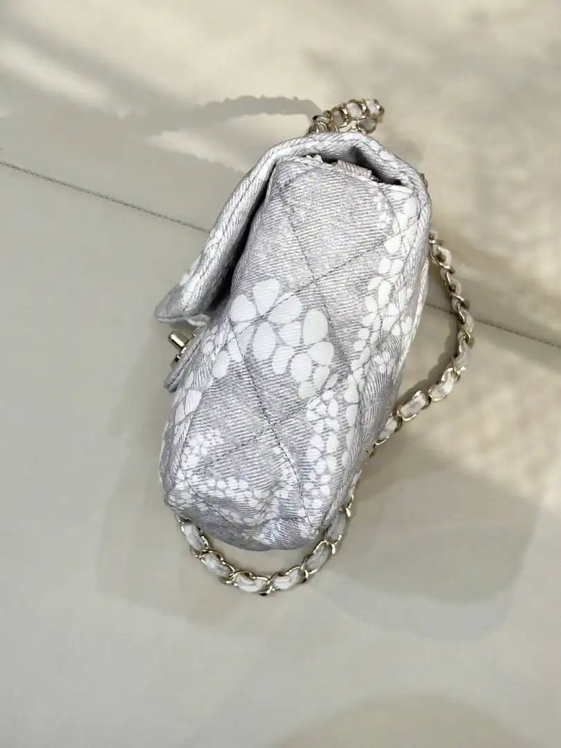 Chanel Beach Fabric Printed Pattern CF Medium Flap Bag AS5430 Gray
