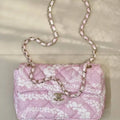Chanel Beach Fabric Printed Pattern CF Medium Flap Bag AS5430 Pink
