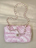 Chanel Beach Fabric Printed Pattern CF Medium Flap Bag AS5430 Pink