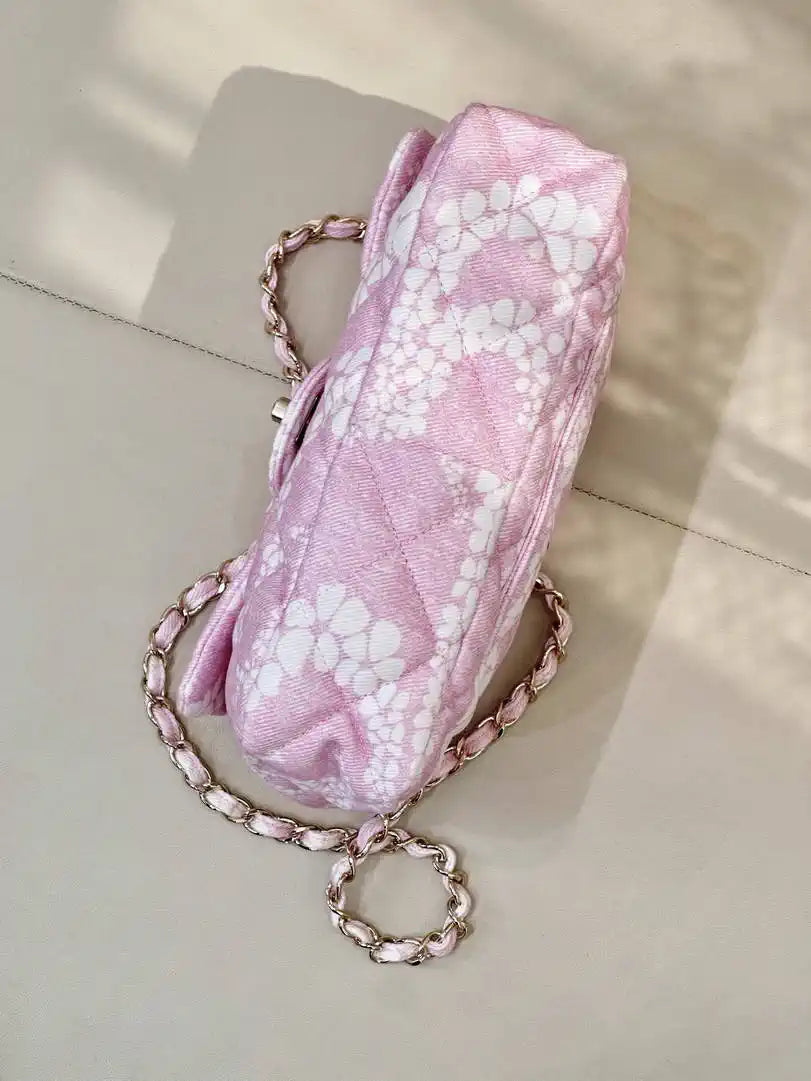 Chanel Beach Fabric Printed Pattern CF Medium Flap Bag AS5430 Pink