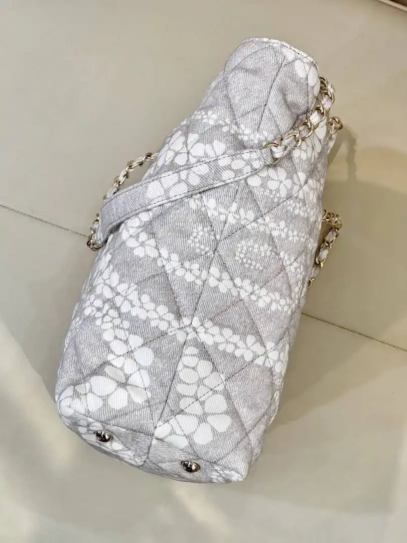 Chanel Beach Fabric Printed Pattern Shopping Bag AS5429 Gray