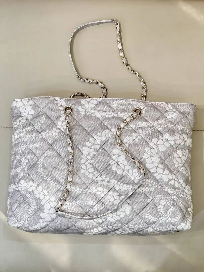 Chanel Beach Fabric Printed Pattern Shopping Bag AS5429 Gray