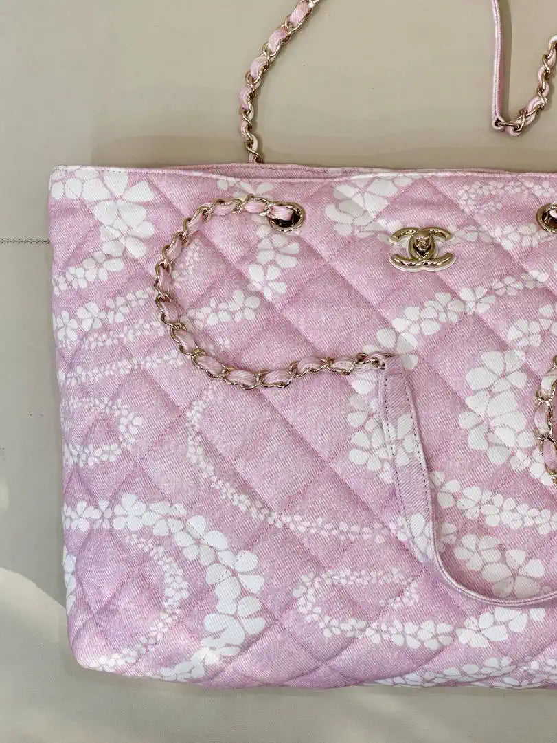 Chanel Beach Fabric Printed Pattern Shopping Bag AS5429 Pink