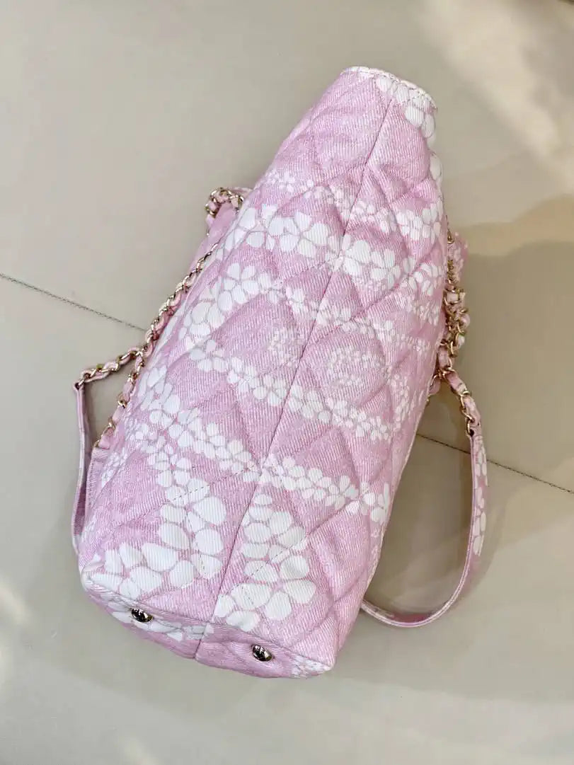 Chanel Beach Fabric Printed Pattern Shopping Bag AS5429 Pink