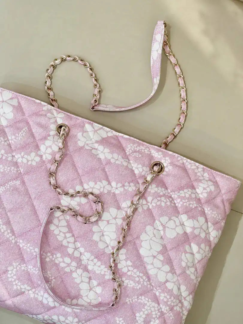 Chanel Beach Fabric Printed Pattern Shopping Bag AS5429 Pink