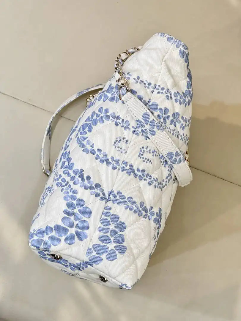 Chanel Beach Fabric Printed Pattern Shopping Bag AS5429 Blue