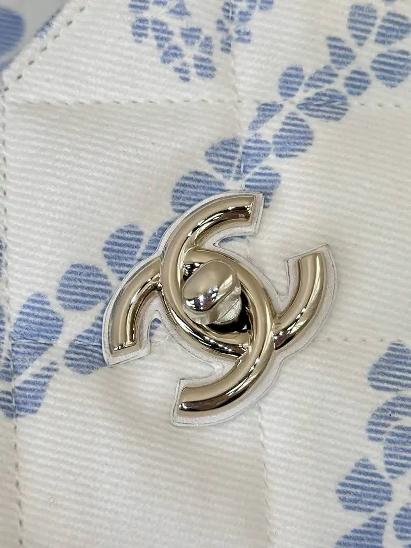 Chanel Beach Fabric Printed Pattern Shopping Bag AS5429 Blue
