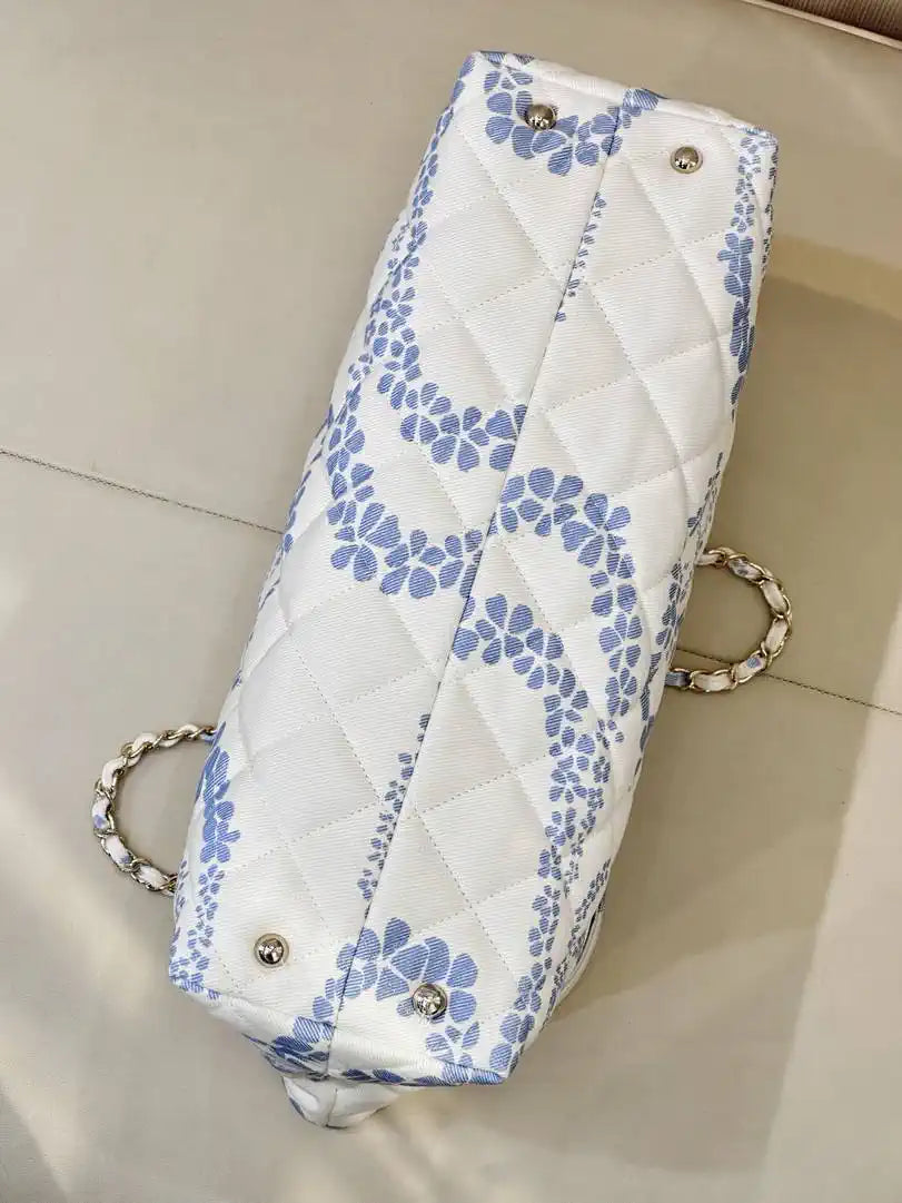 Chanel Beach Fabric Printed Pattern Shopping Bag AS5429 Blue