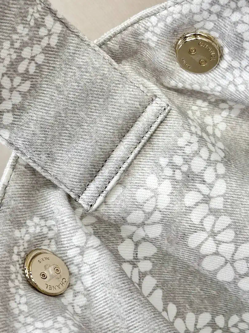 Chanel Beach Fabric Printed Pattern Shopping Bag AS5429 Gray