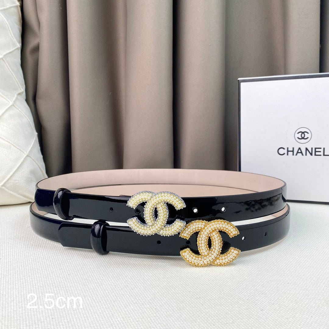 Chanel Belts Designer Patent Calfskin Gold-Tone Metal Resin Diamante wide 2.5CM AA0584