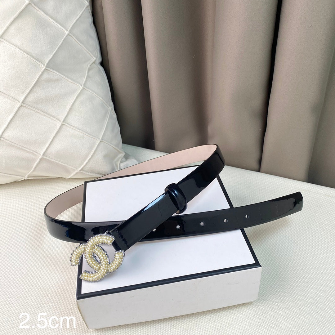 Chanel Belts Designer Patent Calfskin Gold-Tone Metal Resin Diamante wide 2.5CM AA0584