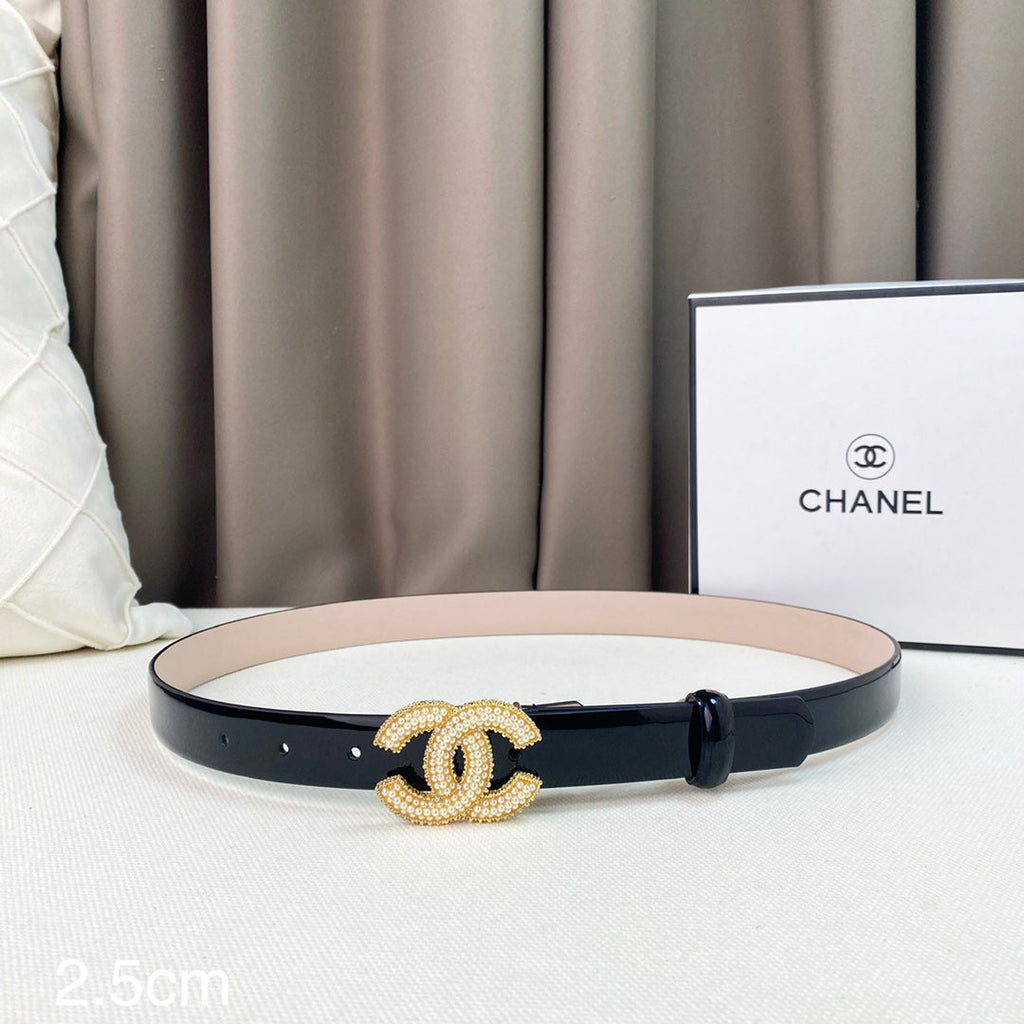 Chanel Belts Designer Patent Calfskin Gold-Tone Metal Resin Diamante wide 2.5CM AA0584