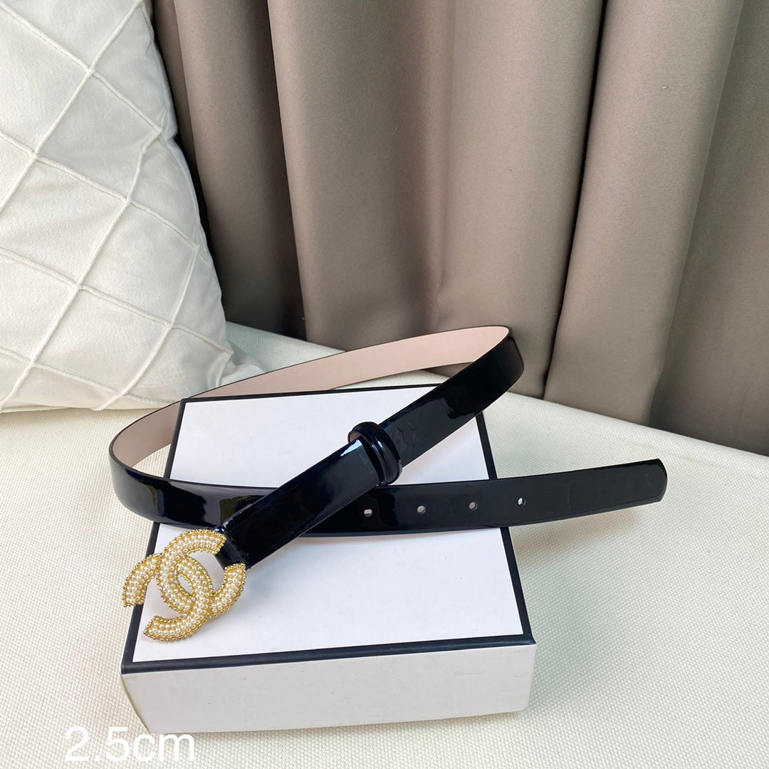 Chanel Belts Designer Patent Calfskin Gold-Tone Metal Resin Diamante wide 2.5CM AA0584