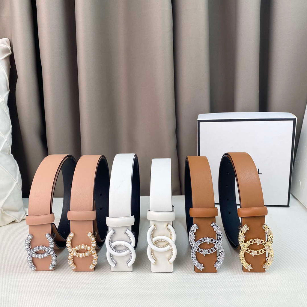 Chanel Belts Designer Calfskin Gold-Tone Metal Resin Diamante wide 3.0CM AA0578