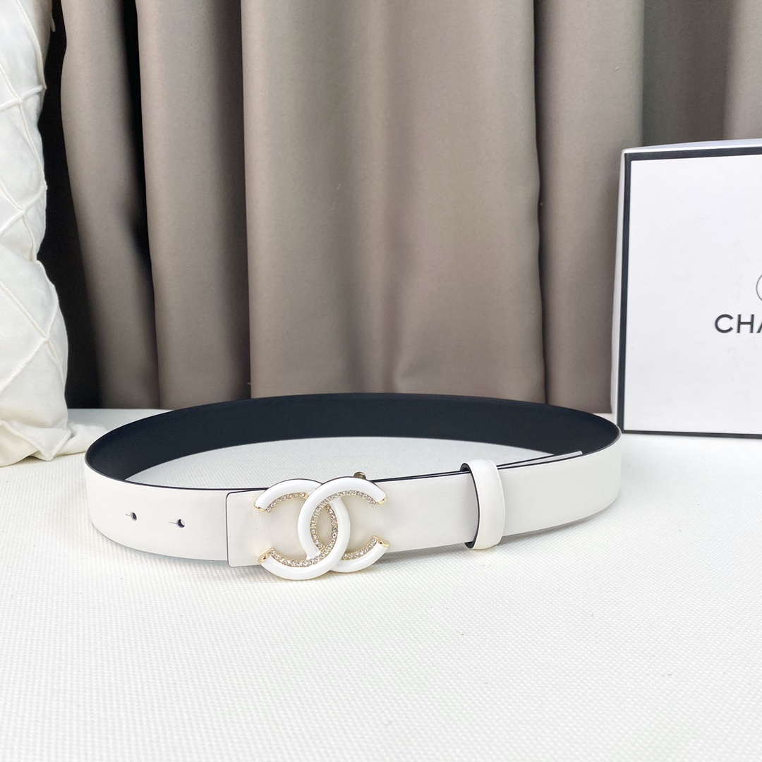 Chanel Belts Designer Calfskin Gold-Tone Metal Resin Diamante wide 3.0CM AA0578 - Gold / 75--(90CM) - View 1