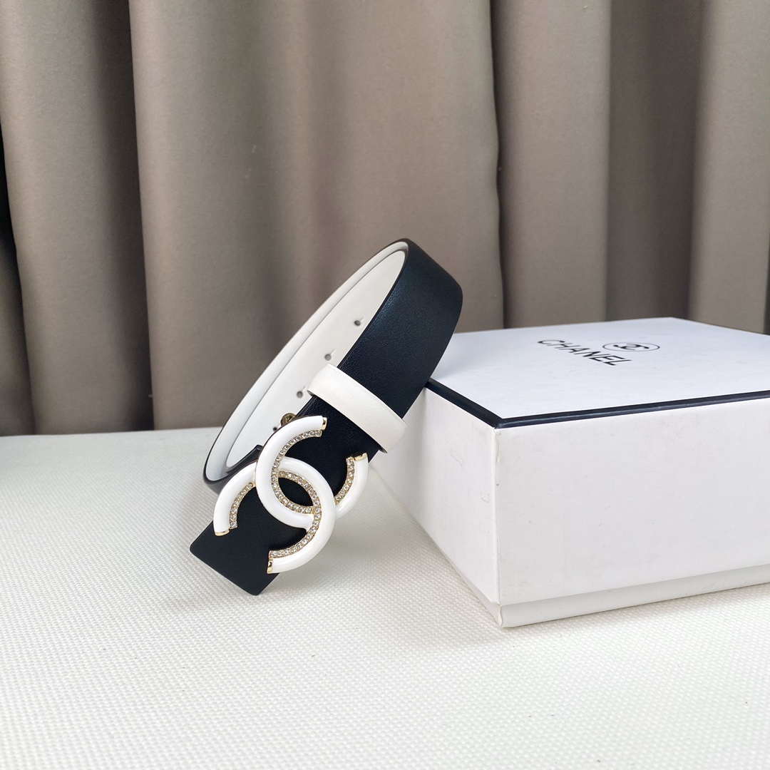 Chanel Belts Designer Calfskin Gold-Tone Metal Resin Diamante wide 3.0CM AA0578