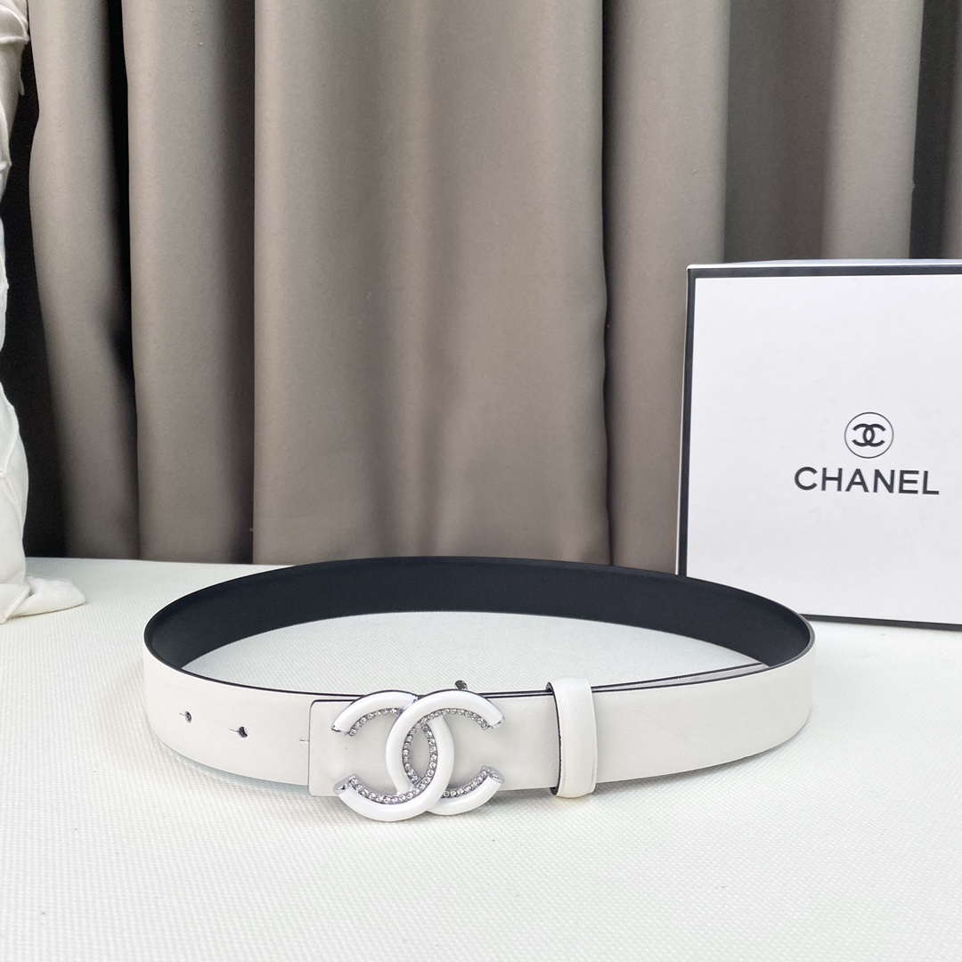 Chanel Belts Designer Calfskin Gold-Tone Metal Resin Diamante wide 3.0CM AA0578