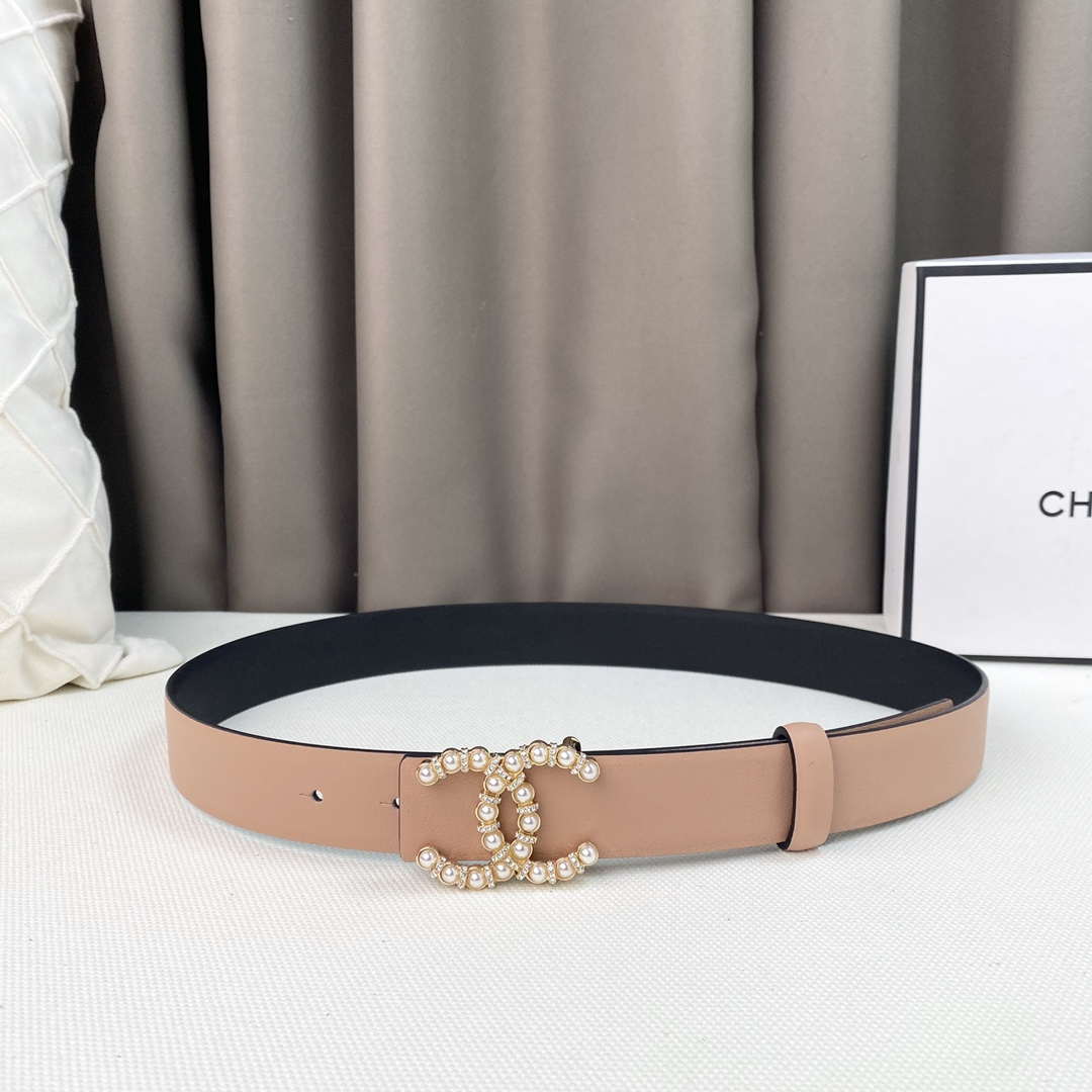 Chanel Belts Designer Calfskin Gold-Tone Metal Resin Diamante wide 3.0CM AA0579