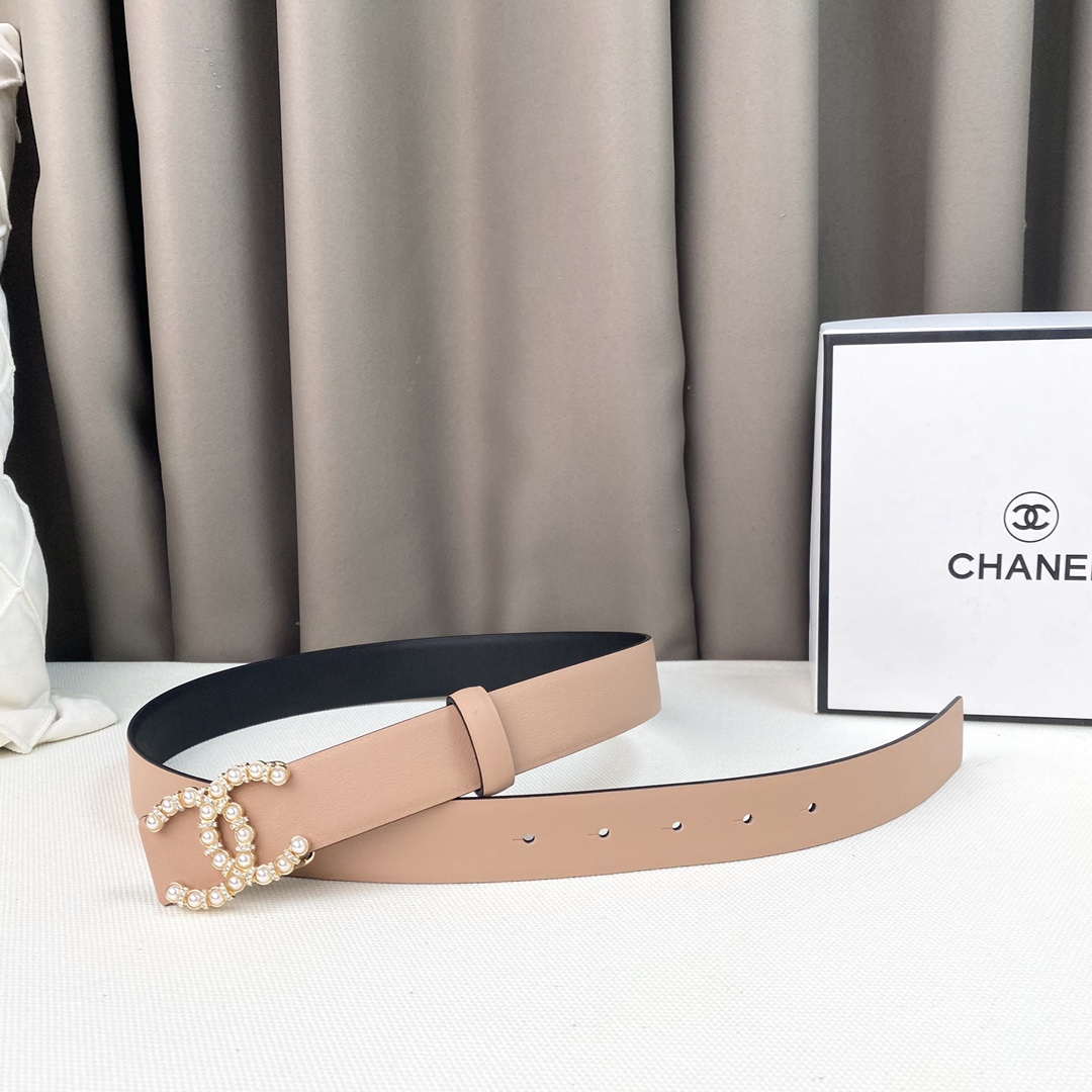 Chanel Belts Designer Calfskin Gold-Tone Metal Resin Diamante wide 3.0CM AA0579