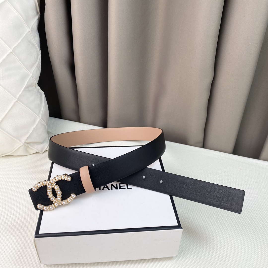 Chanel Belts Designer Calfskin Gold-Tone Metal Resin Diamante wide 3.0CM AA0579