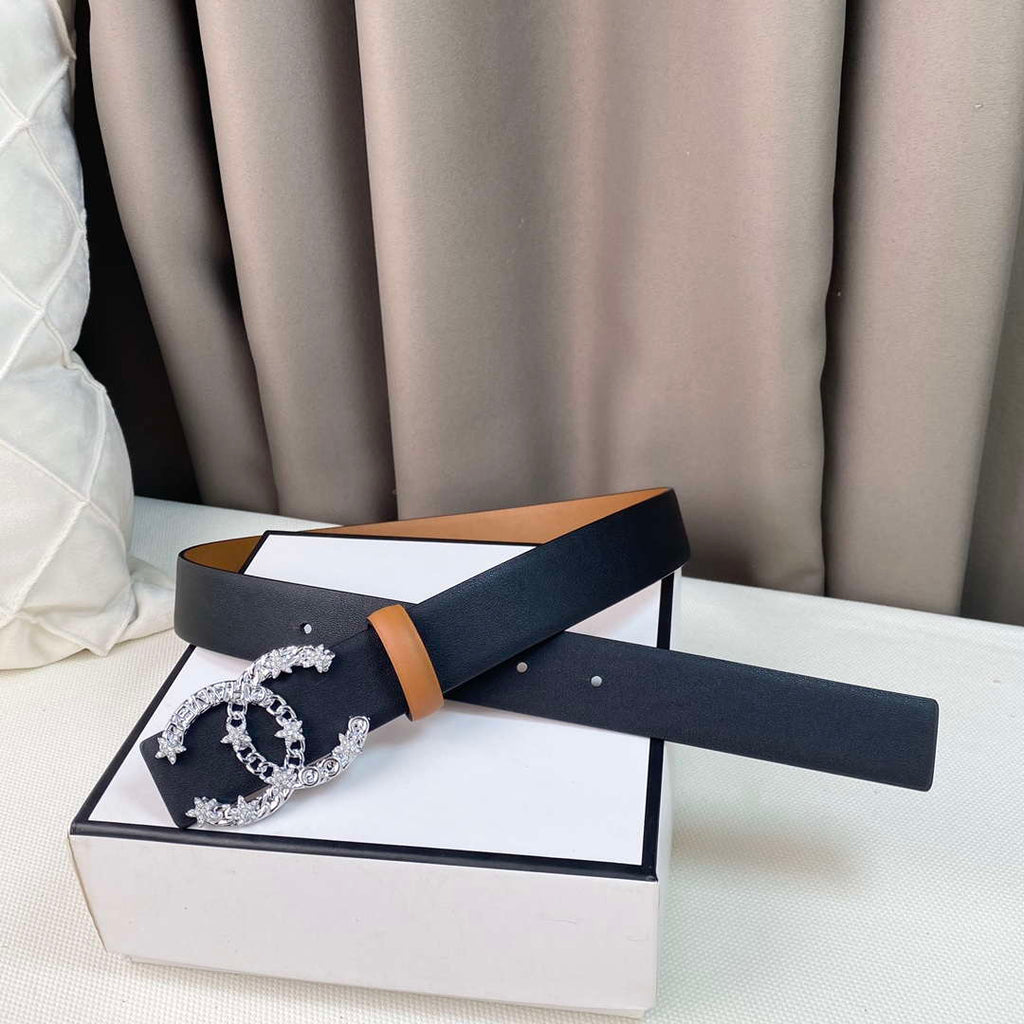 Chanel Belts Designer Calfskin Gold-Tone Metal Resin Diamante wide 3.0CM AA0580