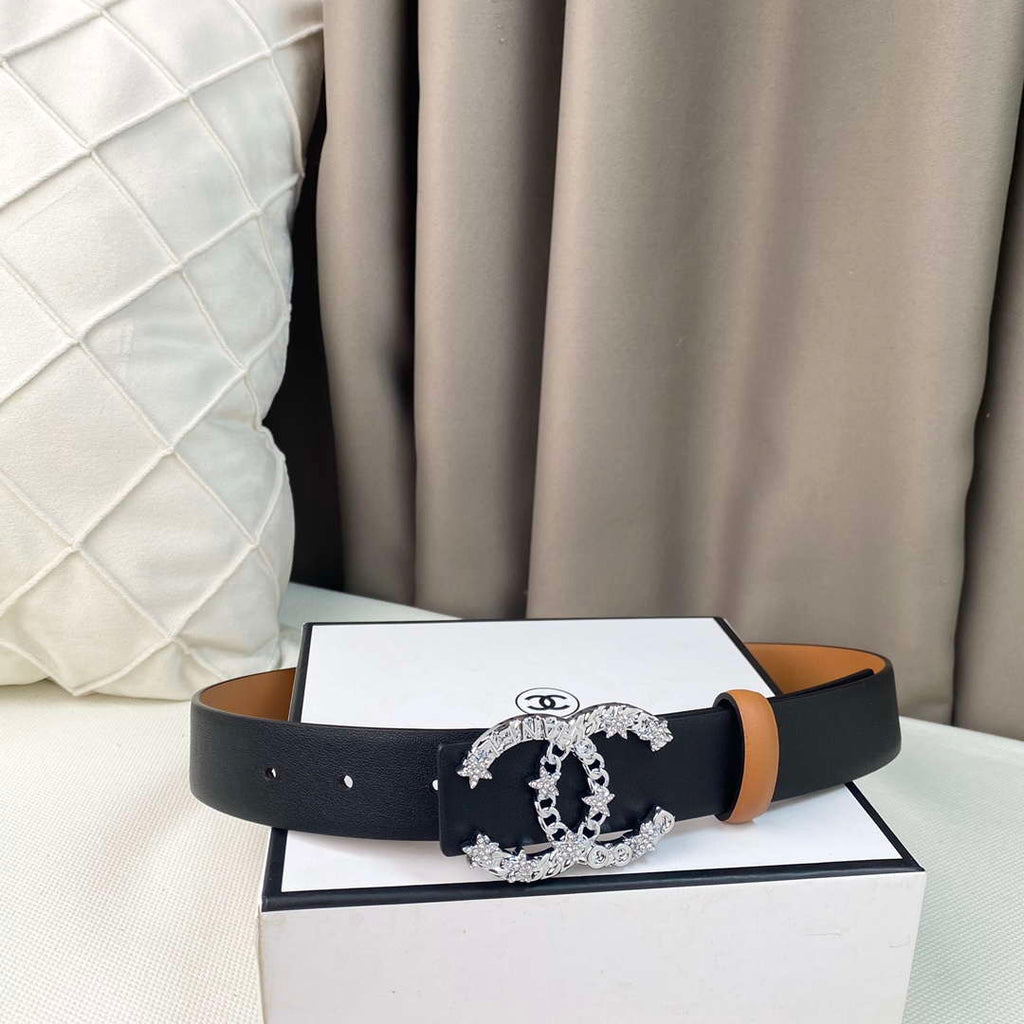 Chanel Belts Designer Calfskin Gold-Tone Metal Resin Diamante wide 3.0CM AA0580