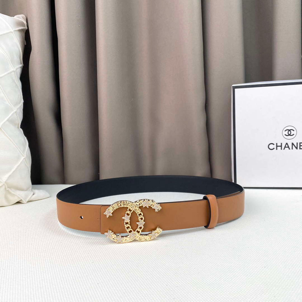 Chanel Belts Designer Calfskin Gold-Tone Metal Resin Diamante wide 3.0CM AA0580