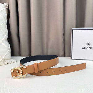 Chanel Belts Designer Calfskin Gold-Tone Metal Resin Diamante wide 3.0CM AA0580 - Gold / 75--(90CM) - View 6