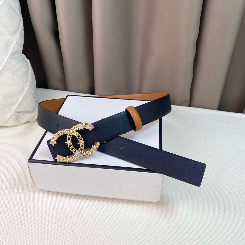 Chanel Belts Designer Calfskin Gold-Tone Metal Resin Diamante wide 3.0CM AA0580