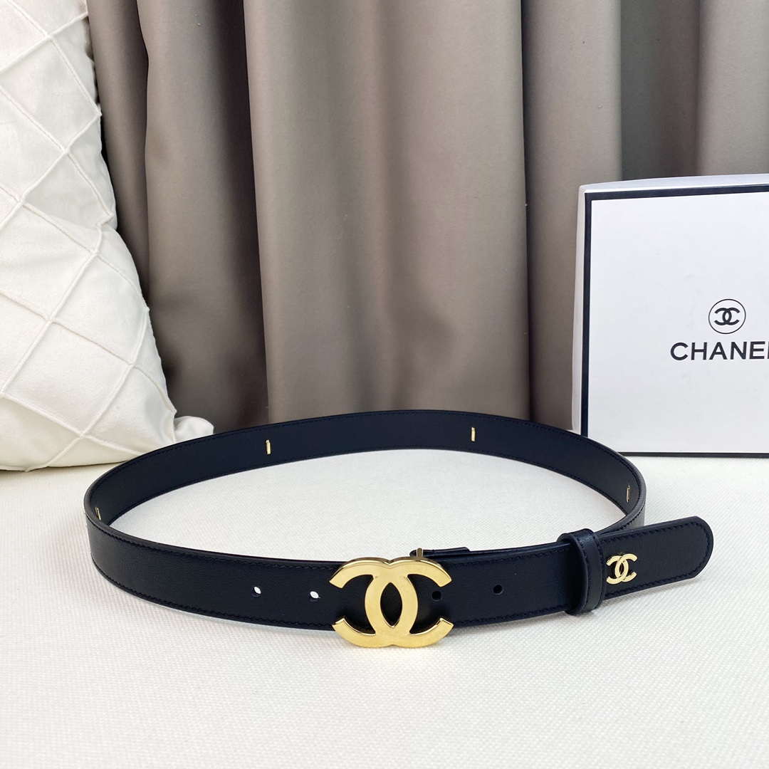 Chanel Belts Designer Calfskin Gold-Tone Metal Resin Diamante wide 3.0CM AA0581 - Gold / 75--(90CM) - View 1