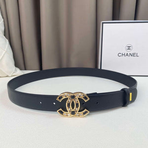 Chanel Belts Designer Calfskin Gold-Tone Metal Resin Diamante wide 3.0CM AA0582 - Gold / 75--(90CM) - View 1