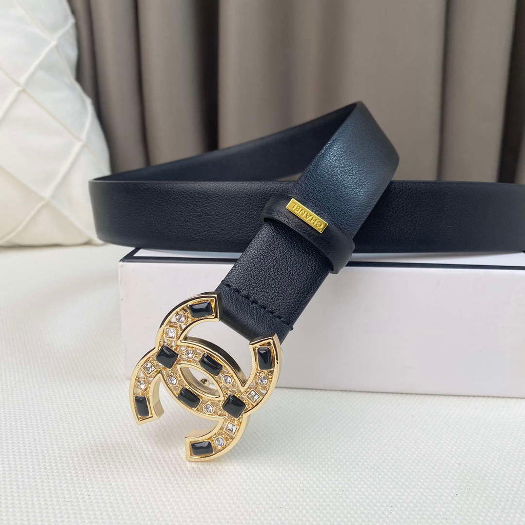 Chanel Belts Designer Calfskin Gold-Tone Metal Resin Diamante wide 3.0CM AA0582