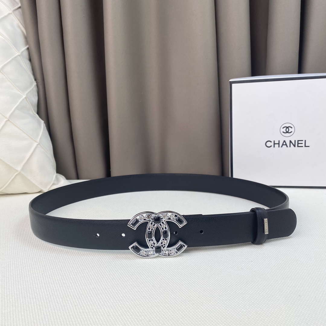 Chanel Belts Designer Calfskin Gold-Tone Metal Resin Diamante wide 3.0CM AA0582