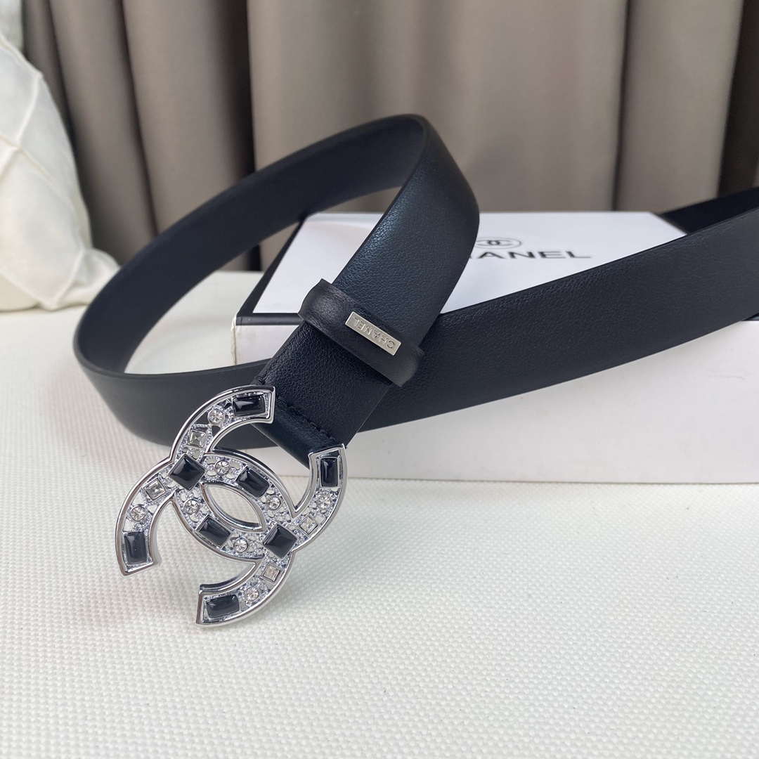 Chanel Belts Designer Calfskin Gold-Tone Metal Resin Diamante wide 3.0CM AA0582