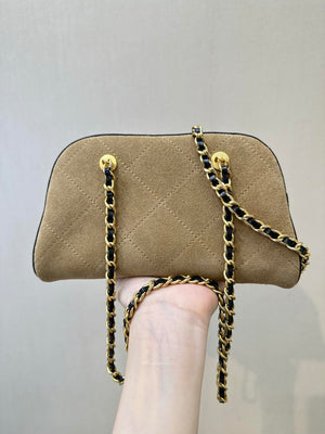 Chanel Boston Bowling Bag  With Handel Suede Calfskin & Gold-Tone Metal  AS5185 Dark Beige - Default Title - View 6