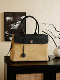 Chanel Boston Shopping Bag With Handel Suede Calfskin & Gold-Tone Metal  A66983 Dark Beige