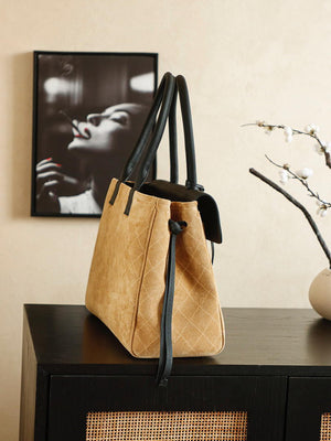 Chanel Boston Shopping Bag With Handel Suede Calfskin & Gold-Tone Metal  A66983 Dark Beige - Default Title - View 4