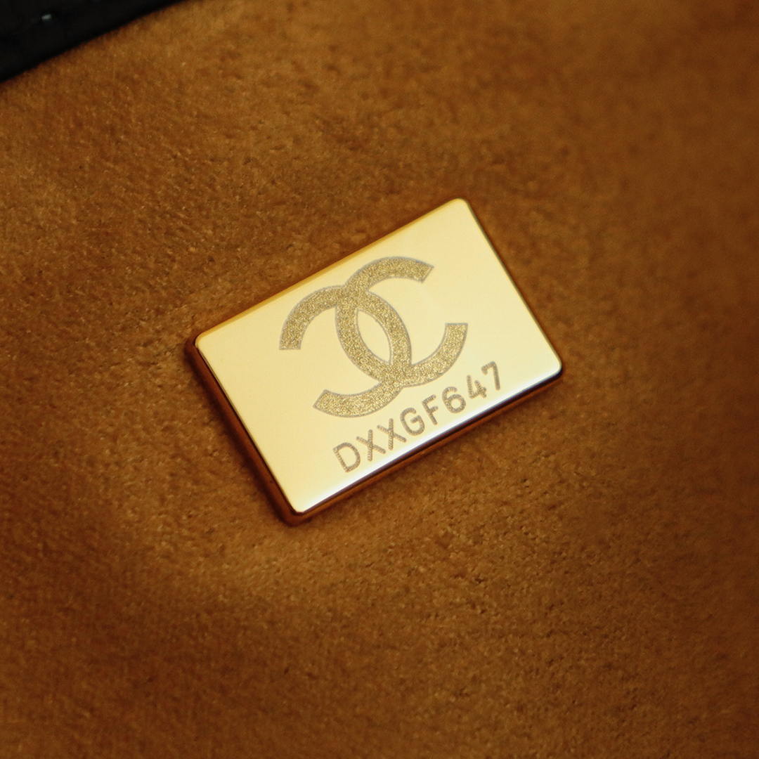 Chanel Boston Shopping Bag With Handel Suede Calfskin & Gold-Tone Metal  A66983 Dark Beige - Default Title - View 9