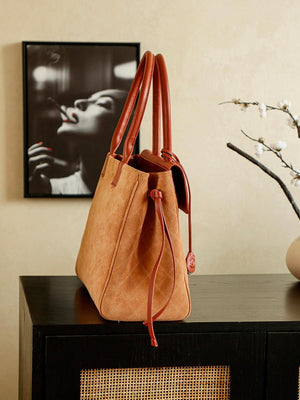 Chanel Boston Shopping Bag With Handel Suede Calfskin & Gold-Tone Metal  A66983 Brown Red - Default Title - View 4