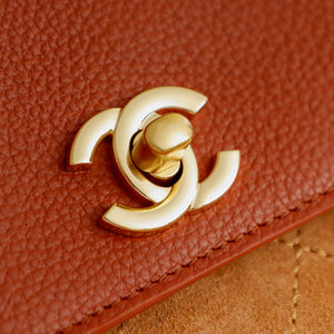 Chanel Boston Shopping Bag With Handel Suede Calfskin & Gold-Tone Metal  A66983 Brown Red - Default Title - View 8