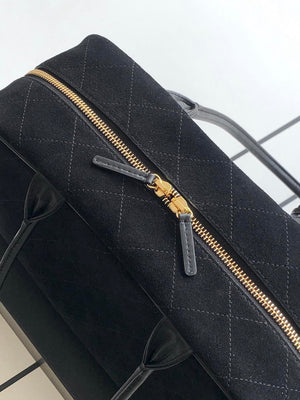 Chanel Large Bowling  Bag With Handel Suede Calfskin & Gold-Tone Metal  AS6211  Black - Default Title - View 7