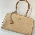 Chanel Large Bowling  Bag With Handel Suede Calfskin & Gold-Tone Metal  AS6211  Dark Beige - Default Title - View 1