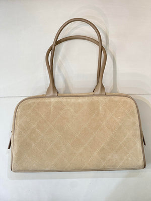 Chanel Large Bowling  Bag With Handel Suede Calfskin & Gold-Tone Metal  AS6211  Dark Beige - Default Title - View 6