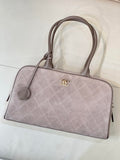 Chanel  Large Bowling  Bag With Handel Suede Calfskin & Gold-Tone Metal  AS6211  Gray